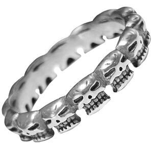 Size 7 Stainless Steel Skull Heads Ring RSRN-748